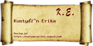 Kustyán Erika névjegykártya